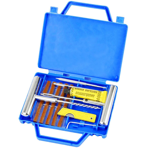 Car Tire Repair Kit with Box Tire Puncture Emergency Repair Tools Car Motorcycle Bicycle Tyre Repairing Tool Set Easy to Use