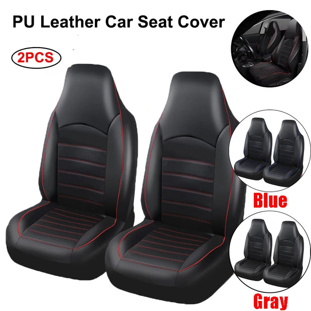 2 Pack PU Leather Front Seat Cover Car Fashion Style High Back Bucket Car Seat Protector Cover Universal Car Seat Accessories