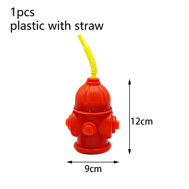 Fireman Birthday Party Supplies Firefighter Helmet Fire Hydrant Straws Cups with Lids Fire Extinguisher Squirt Toys Fire Favors