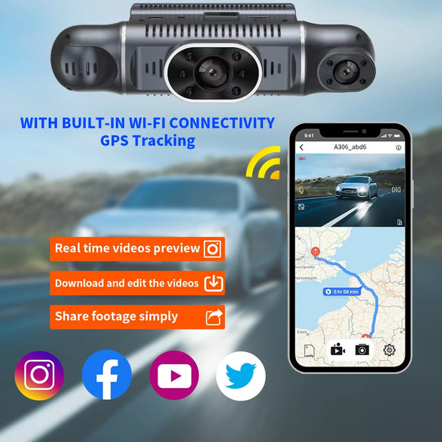 4*1080P Car DVR 4 Camera Video Recorder WIFI GPS 360 Dash Cam Front left right Rear View camera 24H Hardware Kit Car Assecories