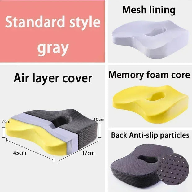 Memory Foam Seat Cushion Pillow Chair Cushion Seat Pad Car Hip Massage Pillow Office Chair pads Support Orthopedic Pain Relief