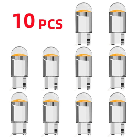 10PCS T10 W5W Led Car Light COB Glass 6000K White Auto Automobiles License Plate Lamp Signal Light Dome Read DRL Bulb Style 12V