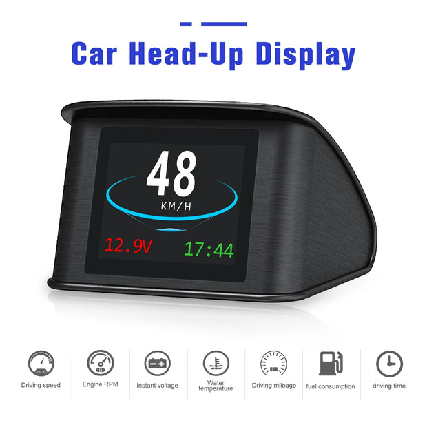 P10 Head Up Display P10-Pro OBD Smart Digital Speedometer Overspeed Alarm Tachometer Voltage Water Temp Meter On Board Computer