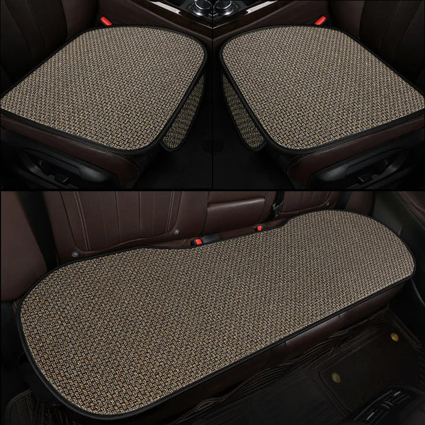 Car Seat Cover Front Rear Flax Seat Protect Cushion Automobile Seat Cushion Protector Pad Mat Backrest Headrest Auto Interior