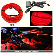 1M/3M/5M Car Interior Led Decorative Lamp EL Wiring Neon Strip For Auto DIY Flexible Ambient Light USB Party Atmosphere Diode