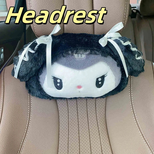 Sanrio Jirai Kei My Melody Headrest Seat Belt Cover Back Cushion Lolita Kuromi Cushion Sofa Bed Throw Pillow Decor Gifts Girl