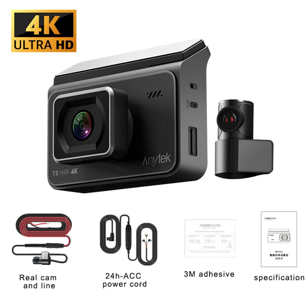 ANSVICAM 4K Car DVR 2-Channel Front&Rear View Camera GPS WIFI Black Box Dash Cam for Cars Video Recorder Vehicle Car Accessories