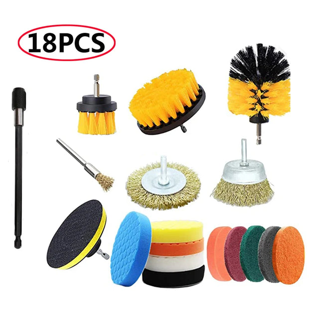 UNTIOR Electric Drill Brush Attachment Set Power Scrubber Brush Car Polisher Kitchen Bathroom Cleaning Kit Toilet Cleaning Tools