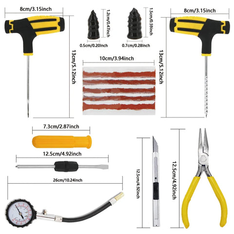 Car Tire Repair Kit Puncture Plug Tools Tyre Puncture Emergency for Universal Tire Strips Stiring Glue Repair Tool Kit