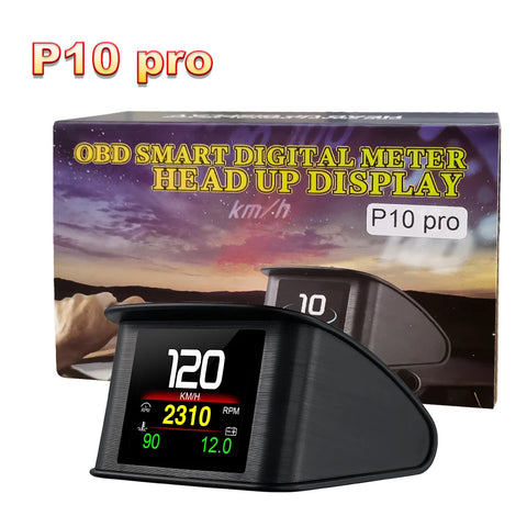 P10 Head Up Display P10-Pro OBD Smart Digital Speedometer Overspeed Alarm Tachometer Voltage Water Temp Meter On Board Computer